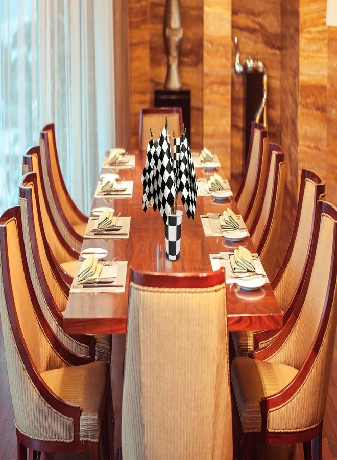 Uelfbaby 12 Pack 4x6 Inch Checkered Flag On Sticks, Race Birthday Party Supplies, Double Sided Racing Party Decorations, Black White Checkered Mini Stick Flag For Room - Image 5